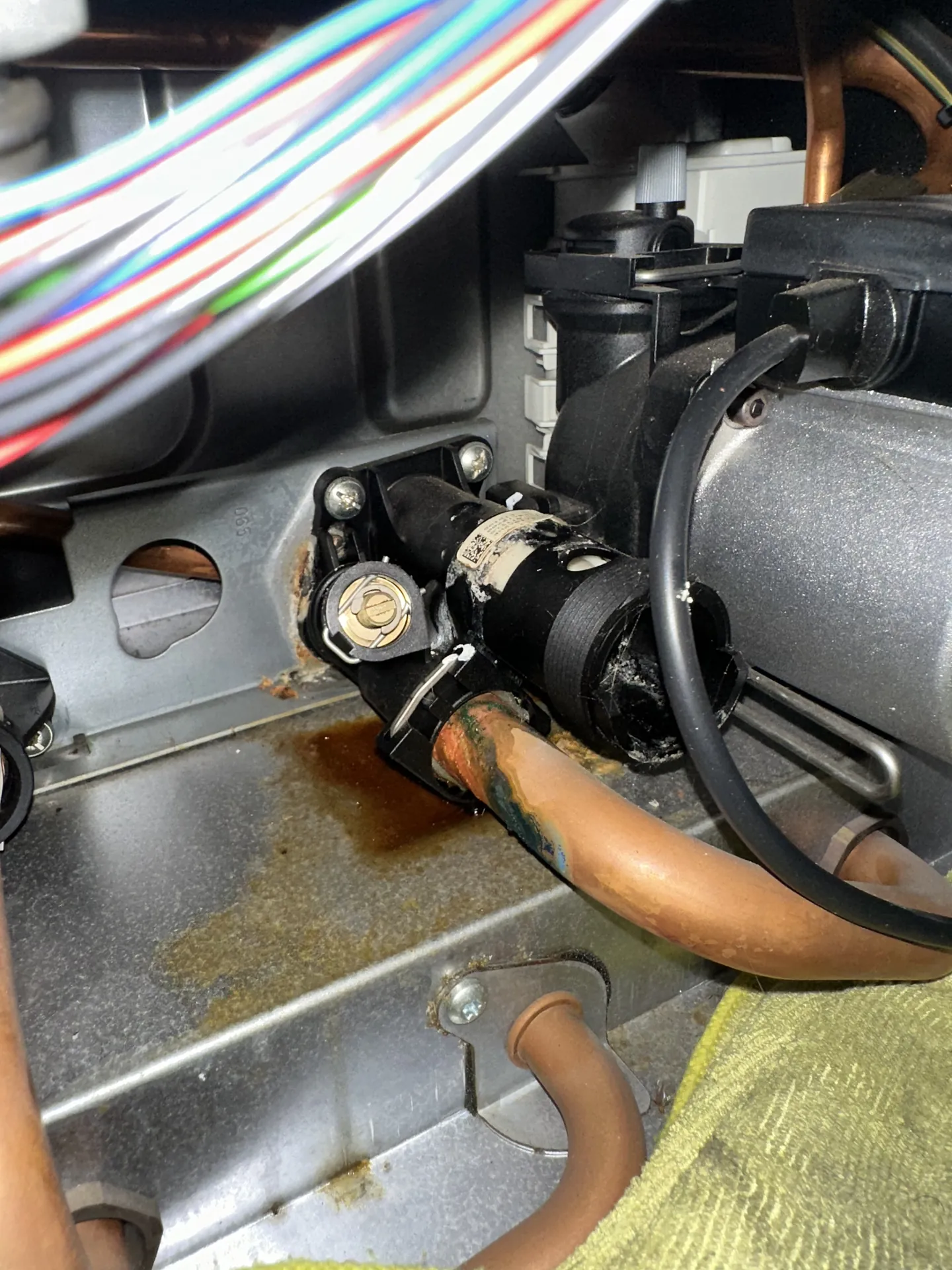 Boiler pump and pipework checked for leaks