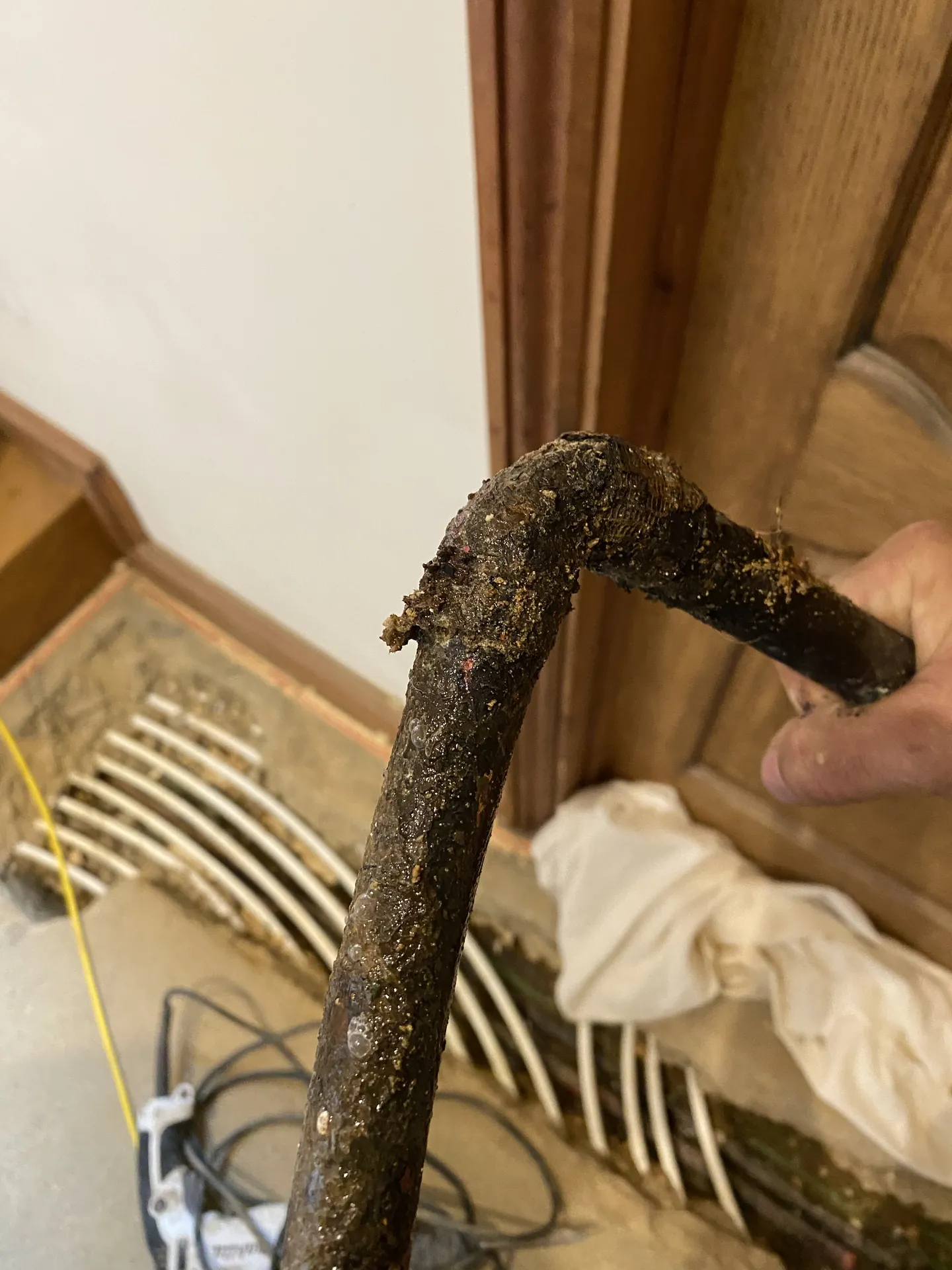Corroded section of pipe removed after the leak was found and repaired